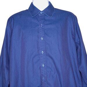 Robert Graham Mens Button-Up Shirt 2XL Blue Long Sleeve Reversible Woven